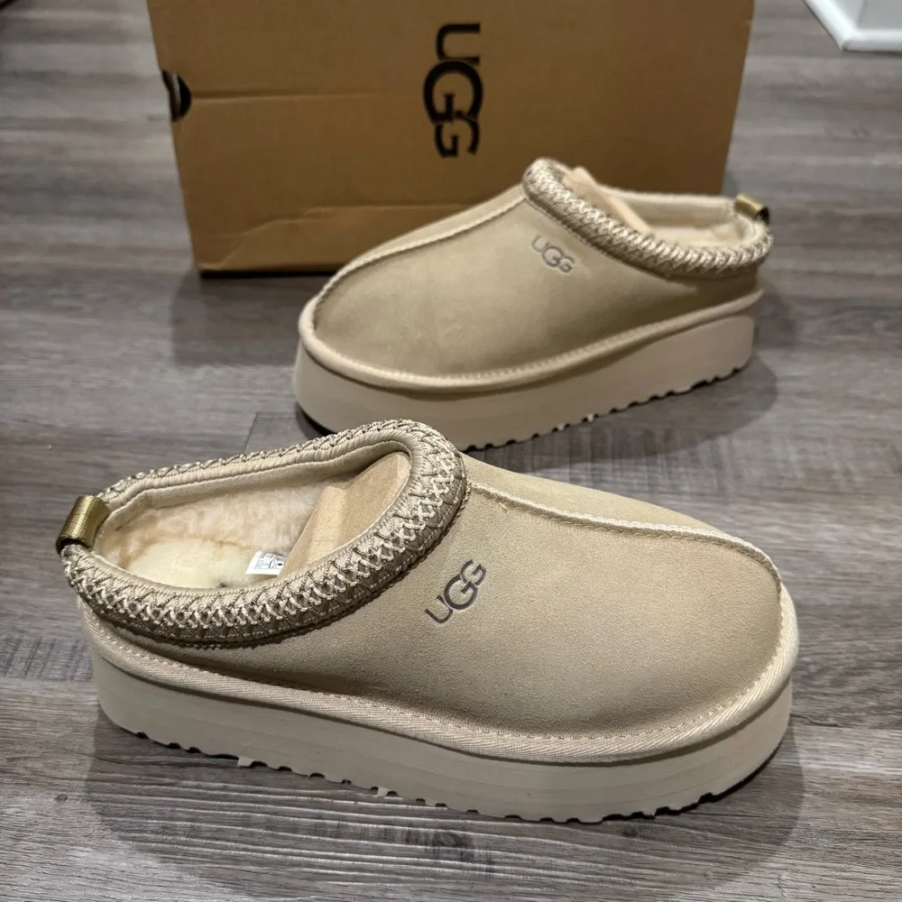 UGG Tazman Platform Slip On Mule Slippers in Mustard Seed - Picture 2 of 14